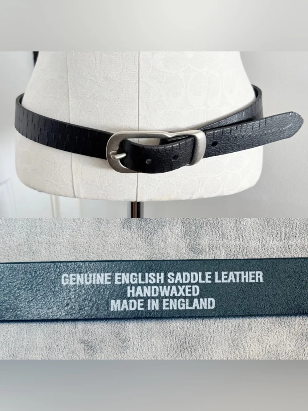 Bill Lavin Black English Saddle Leather Belt with Silver Brass Buckle